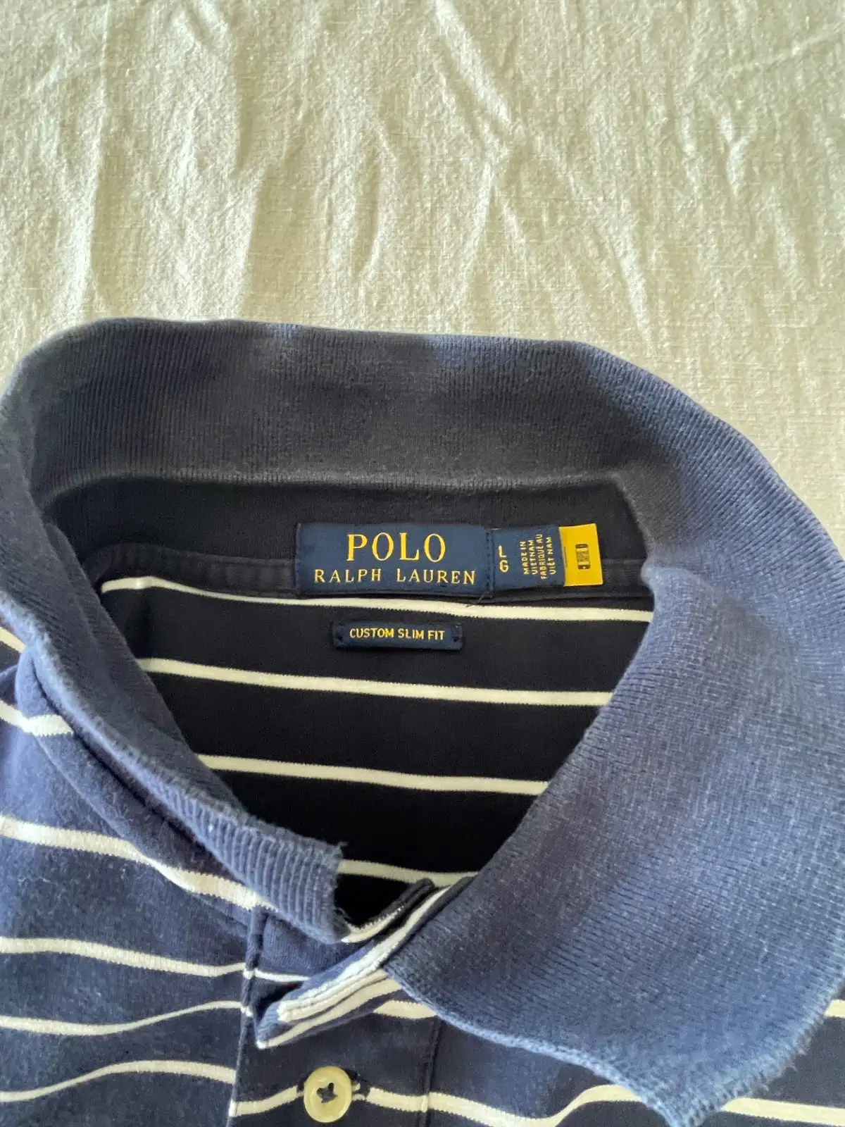 Polo Ralph Lauren Custom Slim Fit Striped Polo Shirt Navy White Large – photo 3