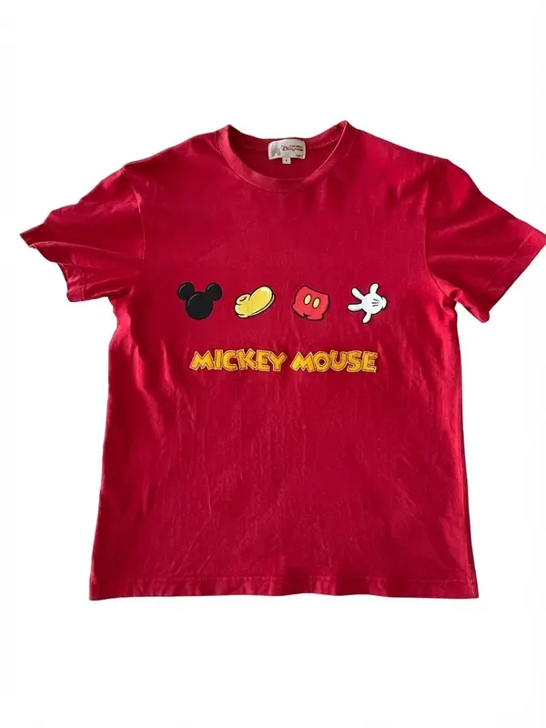 Disney Mickey Mouse Red Graphic T-Shirt Hong Kong Disneyland Size M