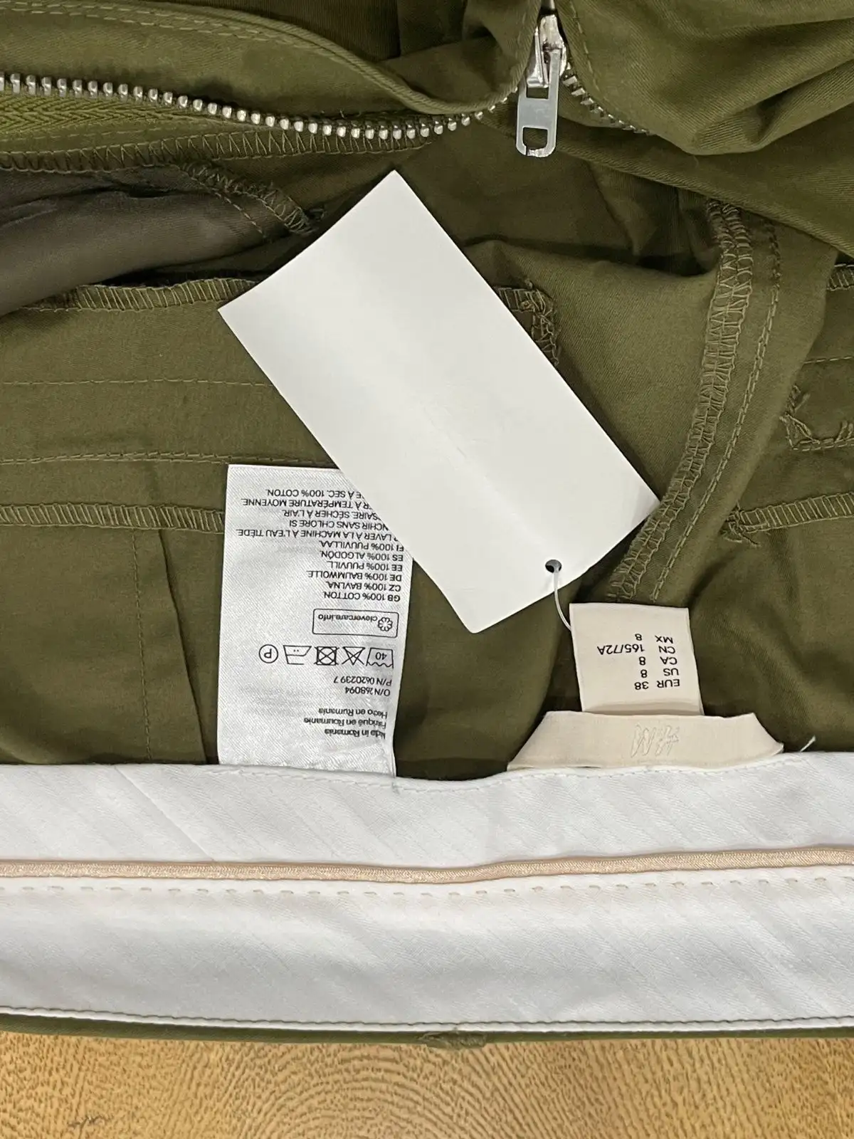 H&M Wide Leg Cotton Trousers Olive Green Size 10 – photo 4