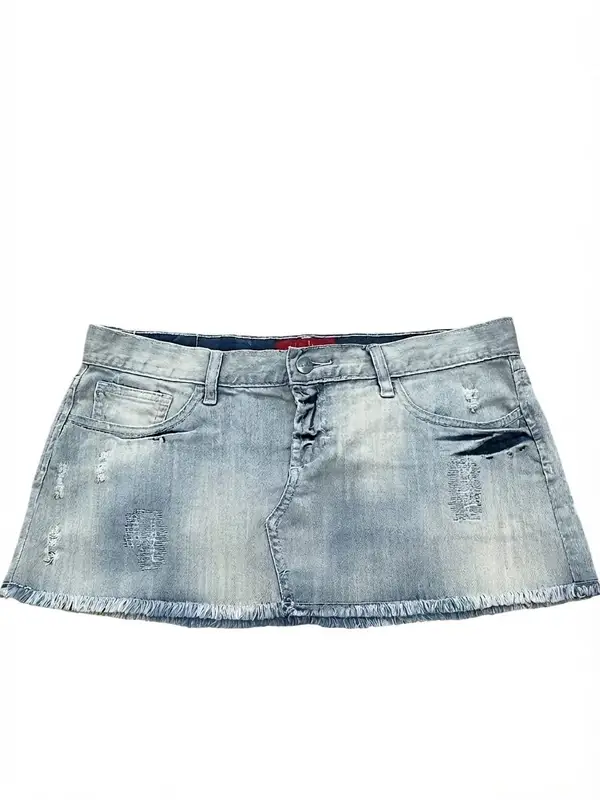 Tigerlily Distressed Denim Mini Skirt Light Wash Women's AU 10