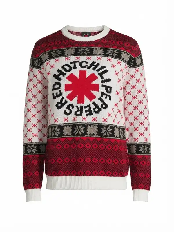 Bravado Red Hot Chili Peppers Christmas Sweater Red White Black Size M