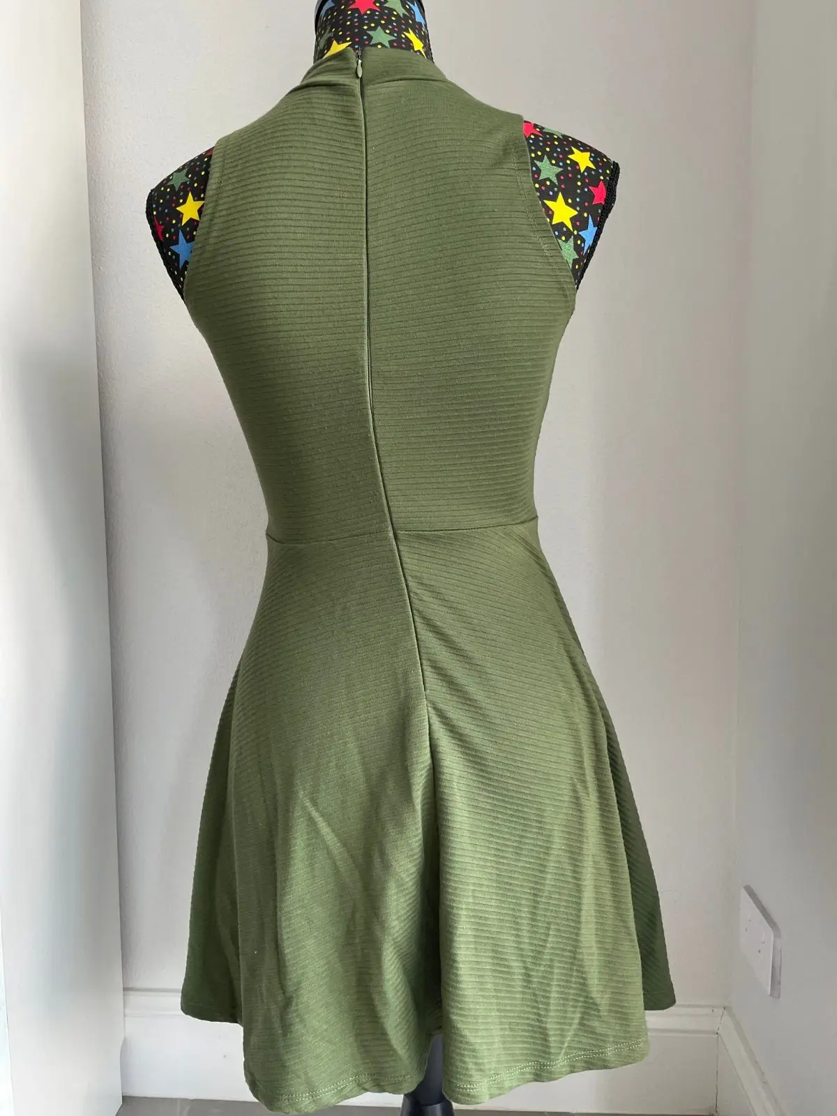 A$30   Factorie Ribbed Mock Neck Skater Dress Olive Green XS Active Open menu Dr – photo 3