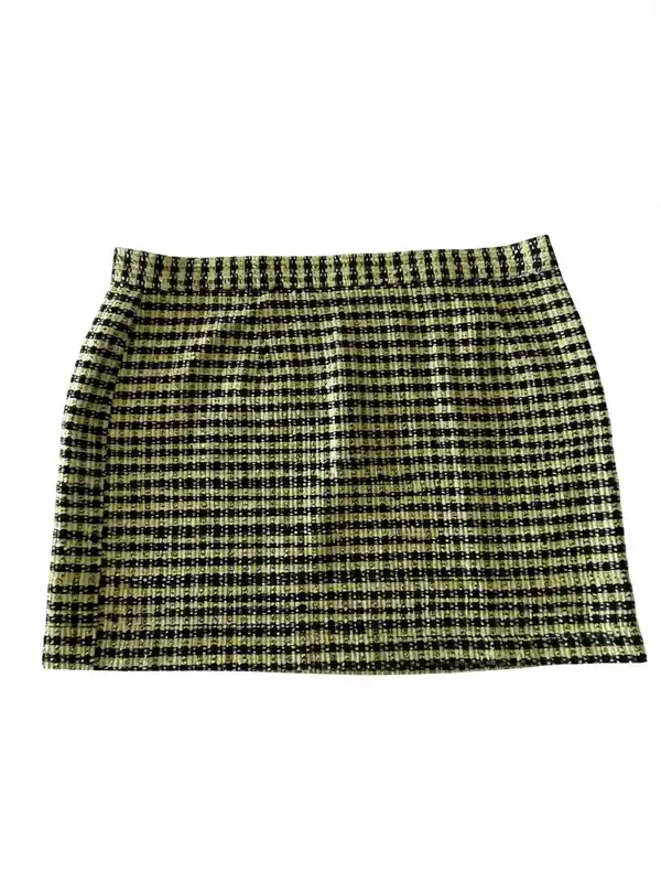 ASOS Black & Neon Yellow Tweed Mini Skirt Size 22