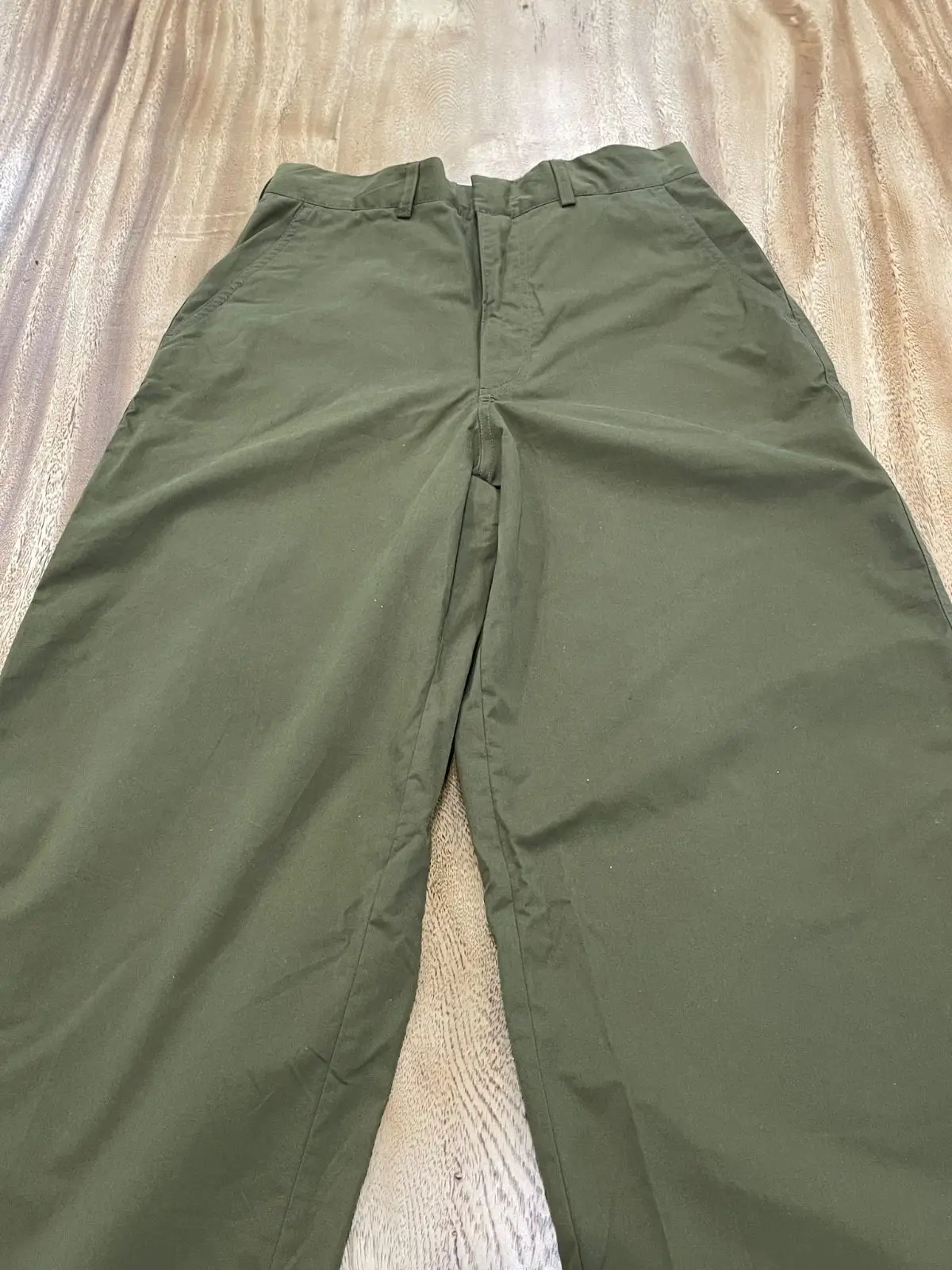 H&M Wide Leg Cotton Trousers Olive Green Size 10 – photo 2
