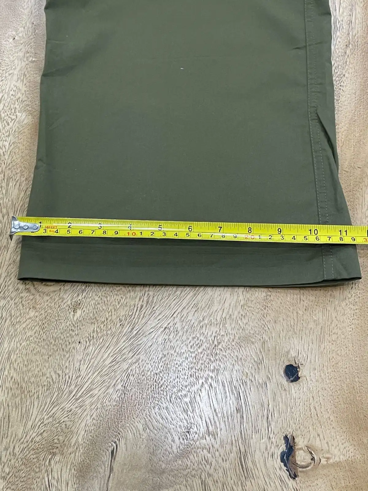 H&M Wide Leg Cotton Trousers Olive Green Size 10 – photo 9