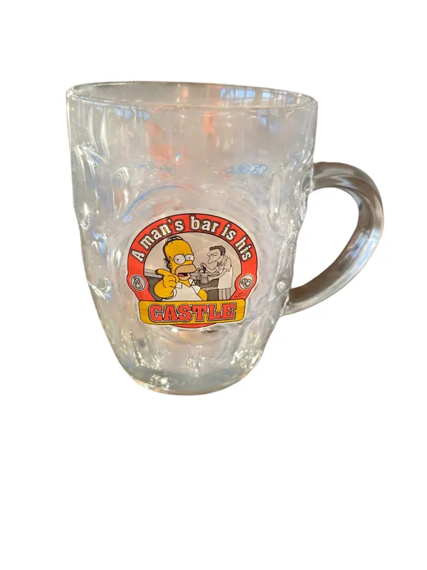 Homer Simpson 'A Man's Bar Is His Castle' Dimpled Glass Beer Mug