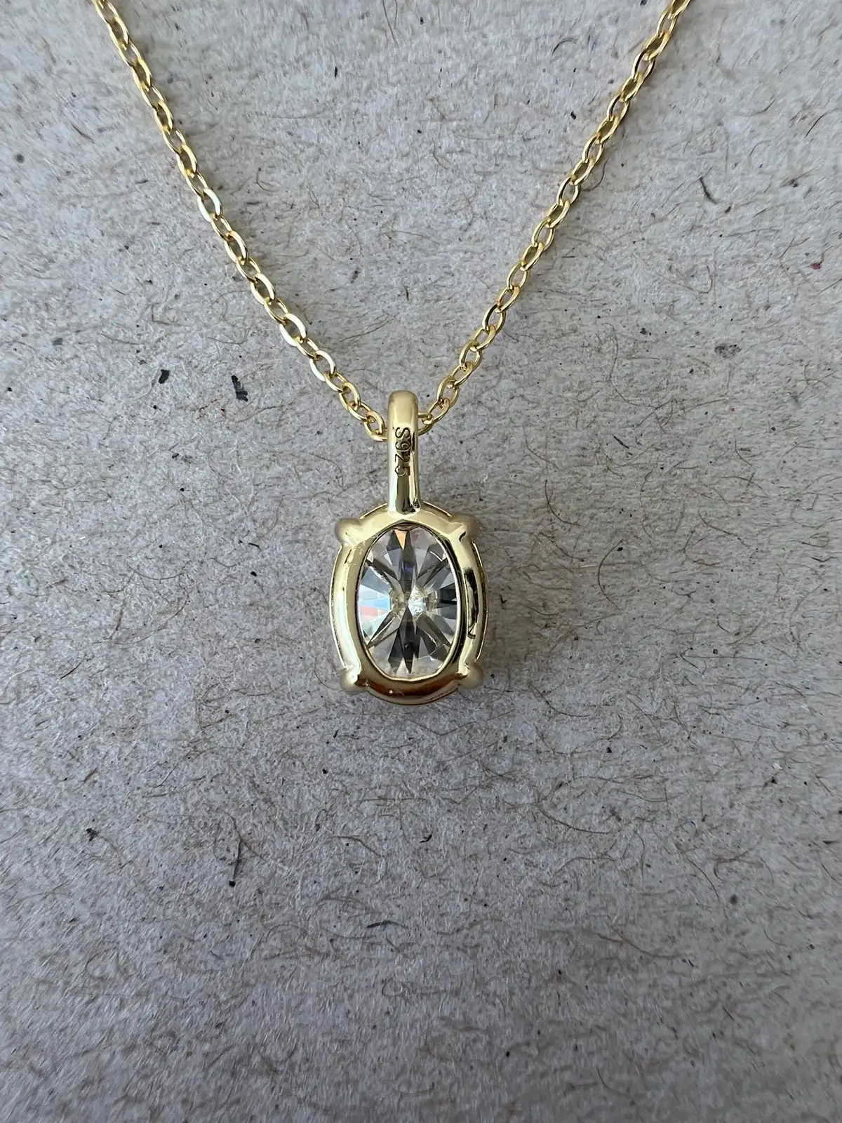 2CT Oval Moissanite Solitaire Pendant Necklace In Gold Plated Sterling Silver Pr – photo 4