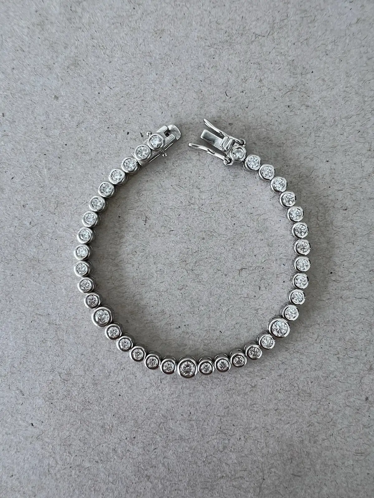 Moissanite Bubble Tennis Bracelet 925 Sterling Silver Bezel Set 3mm 4mm 16.5cm – photo 4