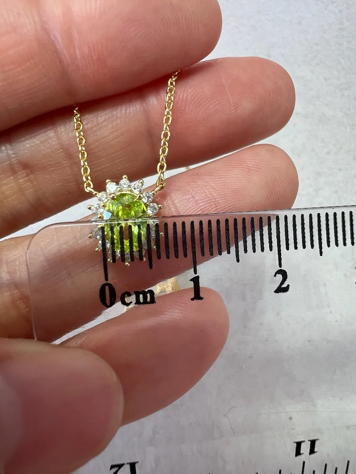 S925 Sterling Silver Vintage Oval Apple Green Halo Pendant Necklace — photo 5