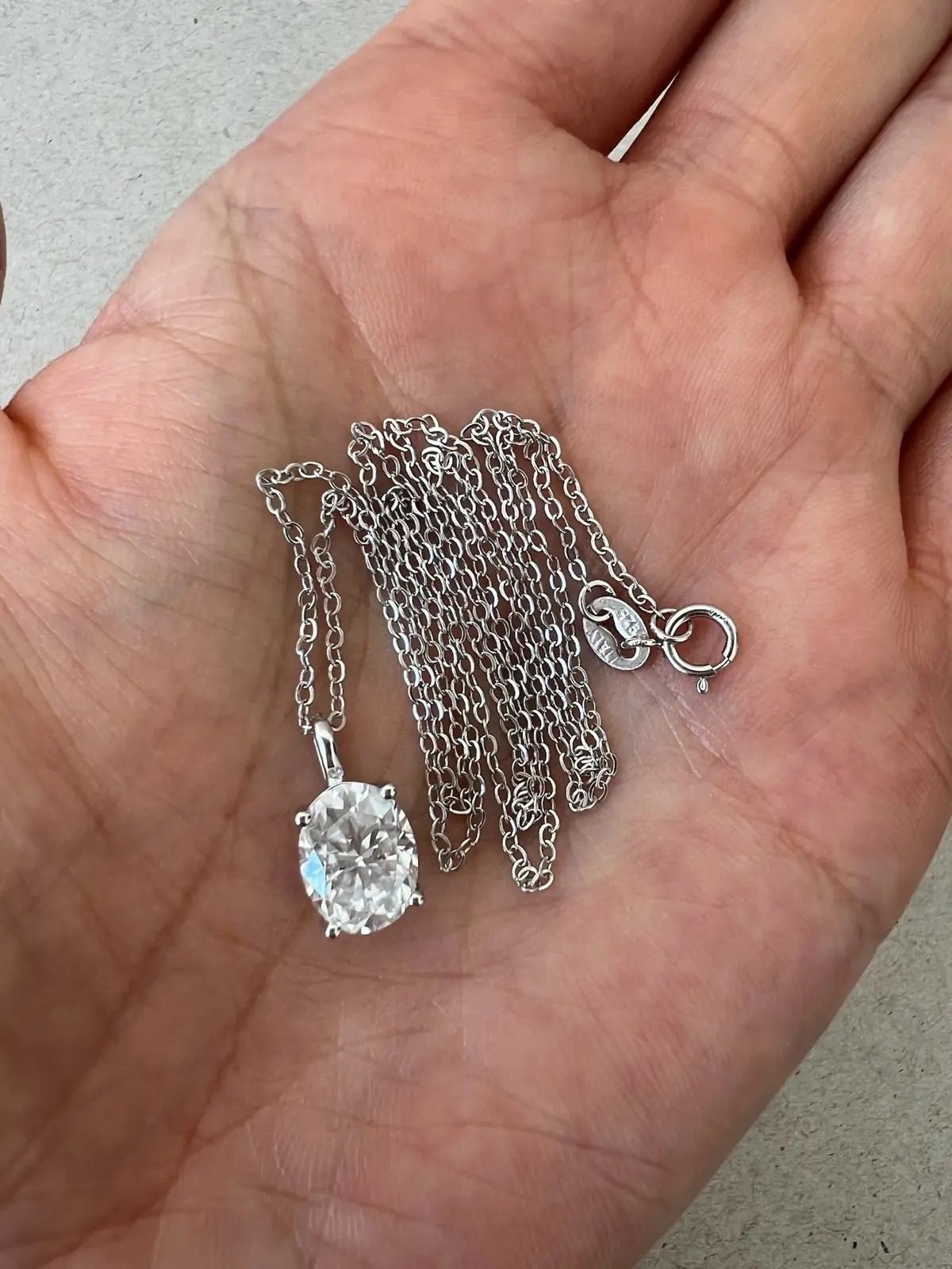 2CT Oval Moissanite Solitaire Pendant Necklace In Sterling Silver Premium Qualit – photo 3