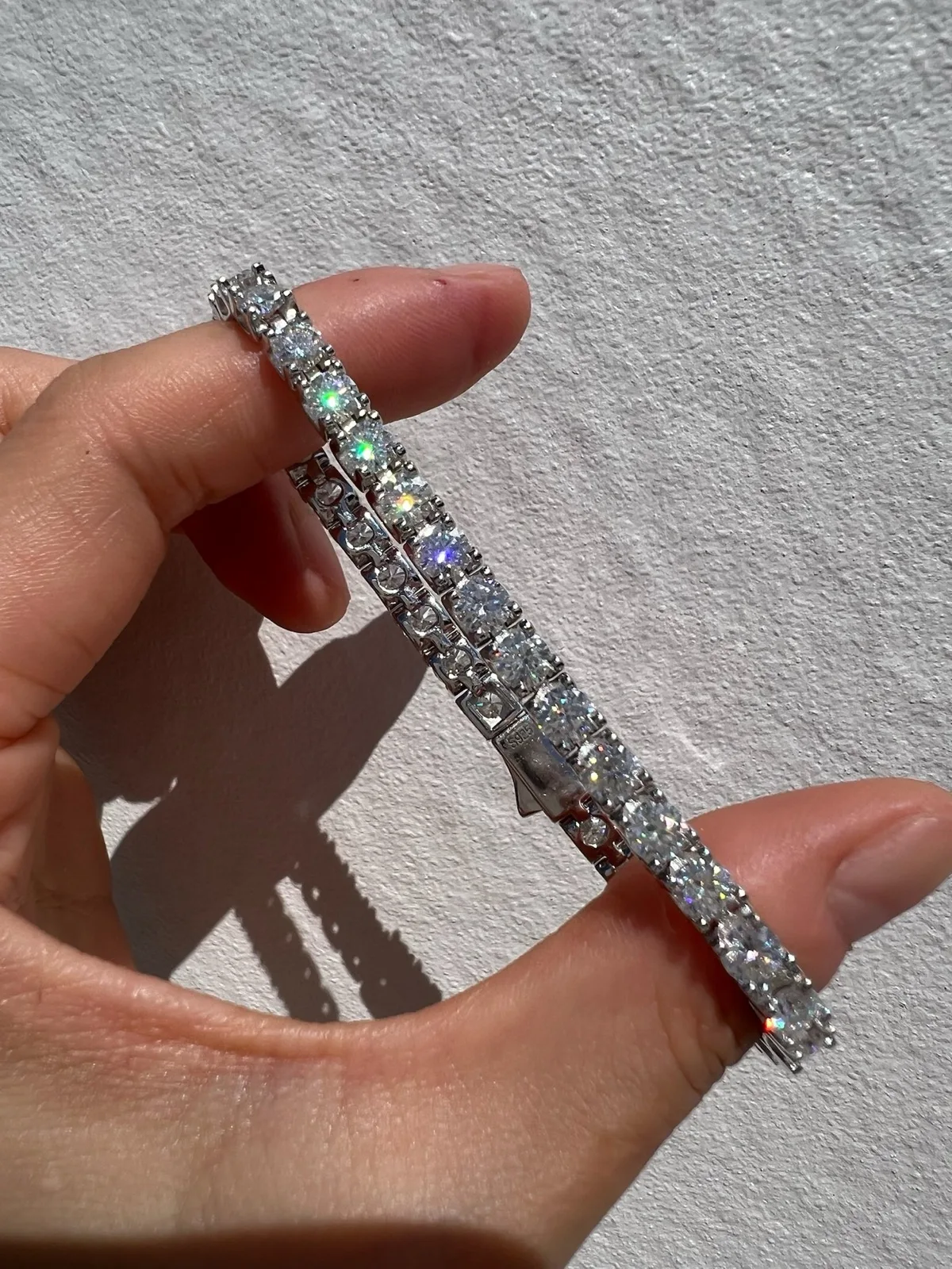 925 Sterling Silver Tennis Bracelet Round Moissanite 16.5cm – photo 3