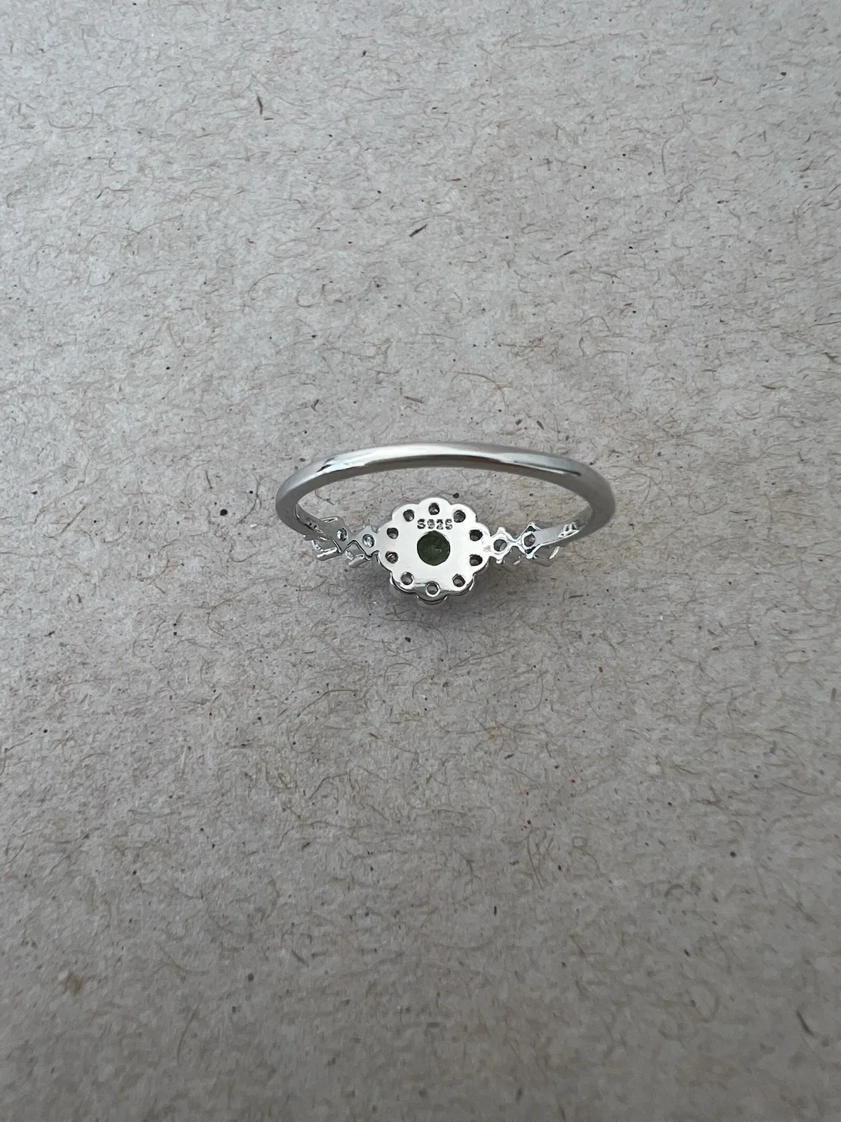 925 Sterling Silver Light Green Round CZ Halo Retro Floral Ring Size L1/2 – photo 6