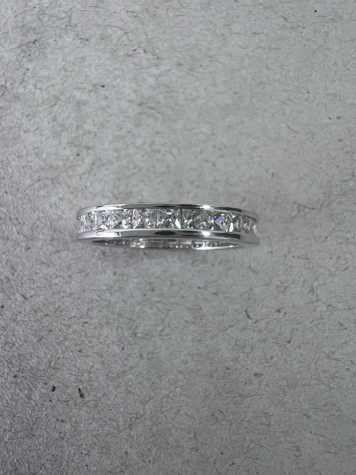 925 Sterling Silver Princess Cut CZ Full Eternity Ring Channel Set Wedding Band – photo 4