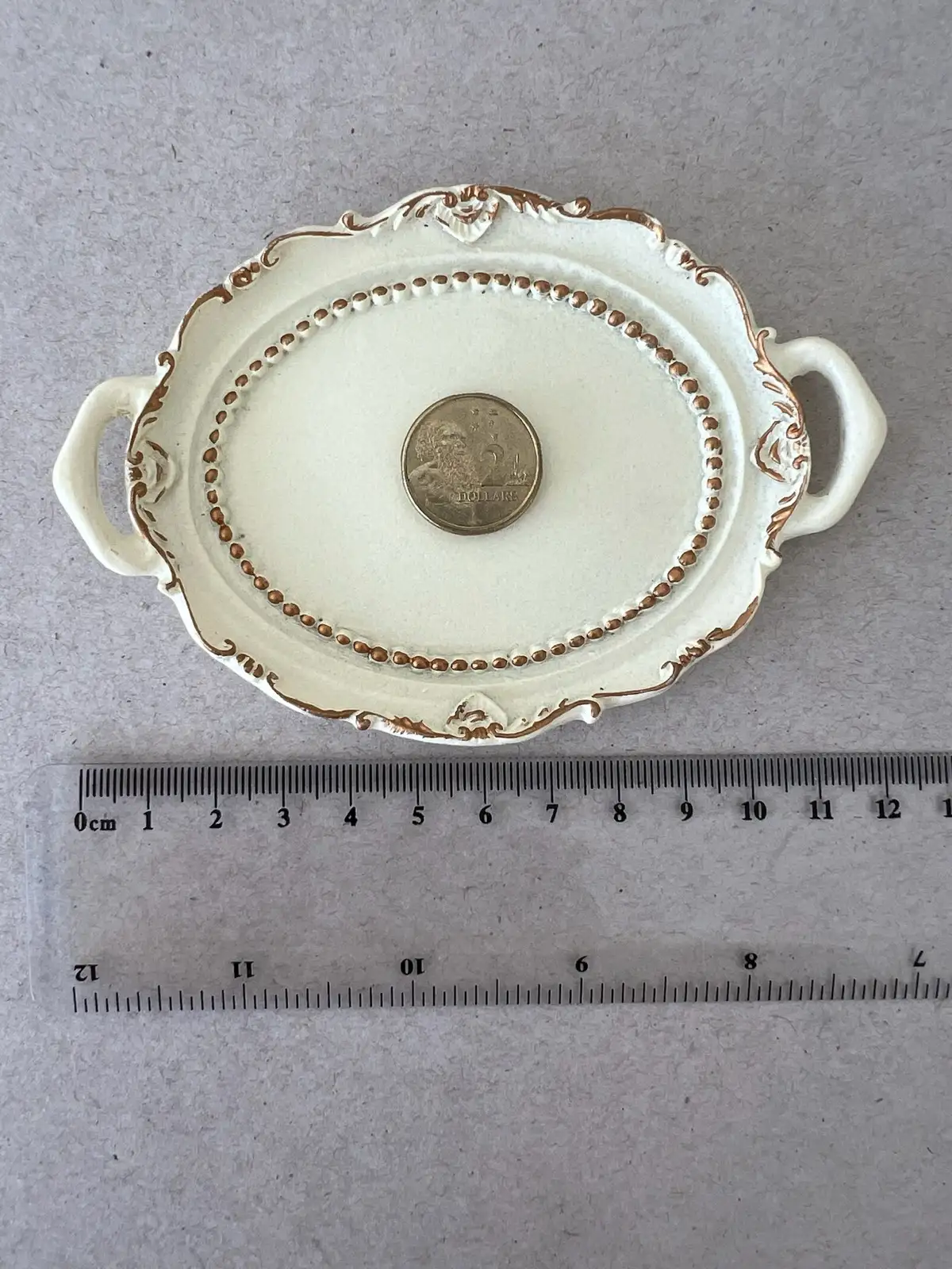 Mini Vintage Retro Style Oval Cream Colour Jewellery Coin Tray Trinket Dish – photo 4