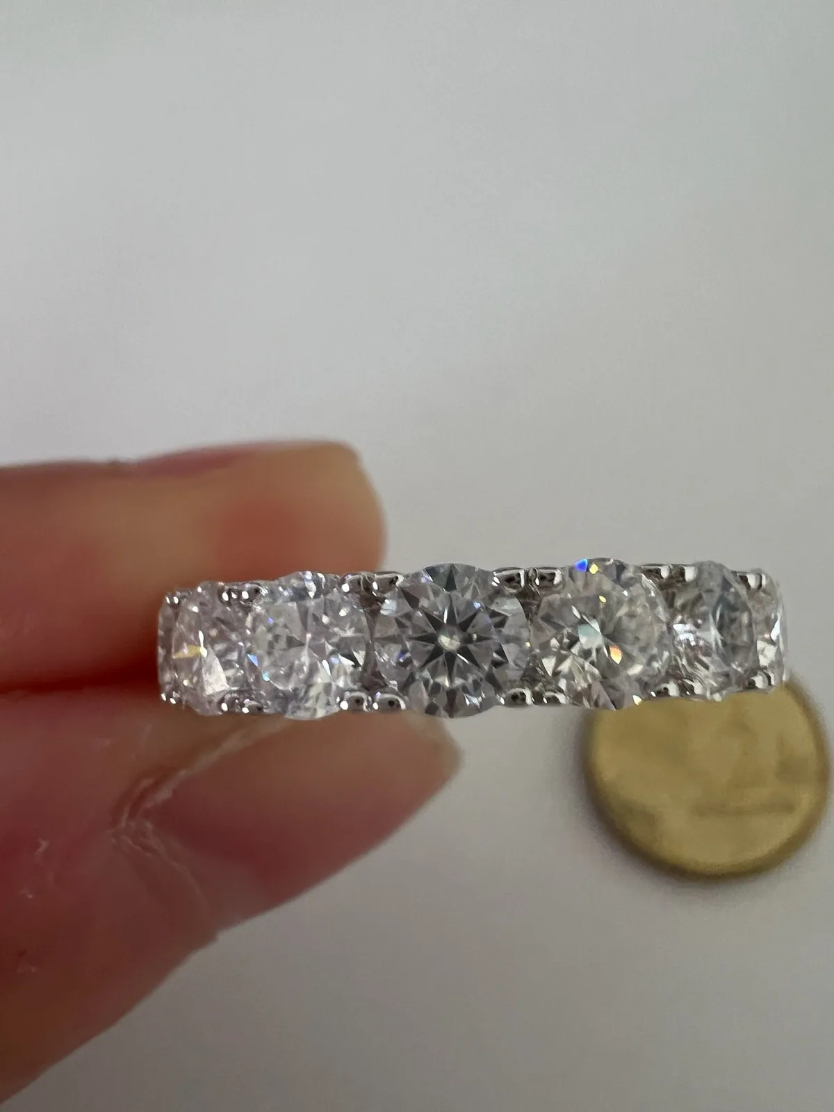 925 Sterling Silver Moissanite Eternity Band Ring 4mm Round Clear Size J 1/2 – photo 5