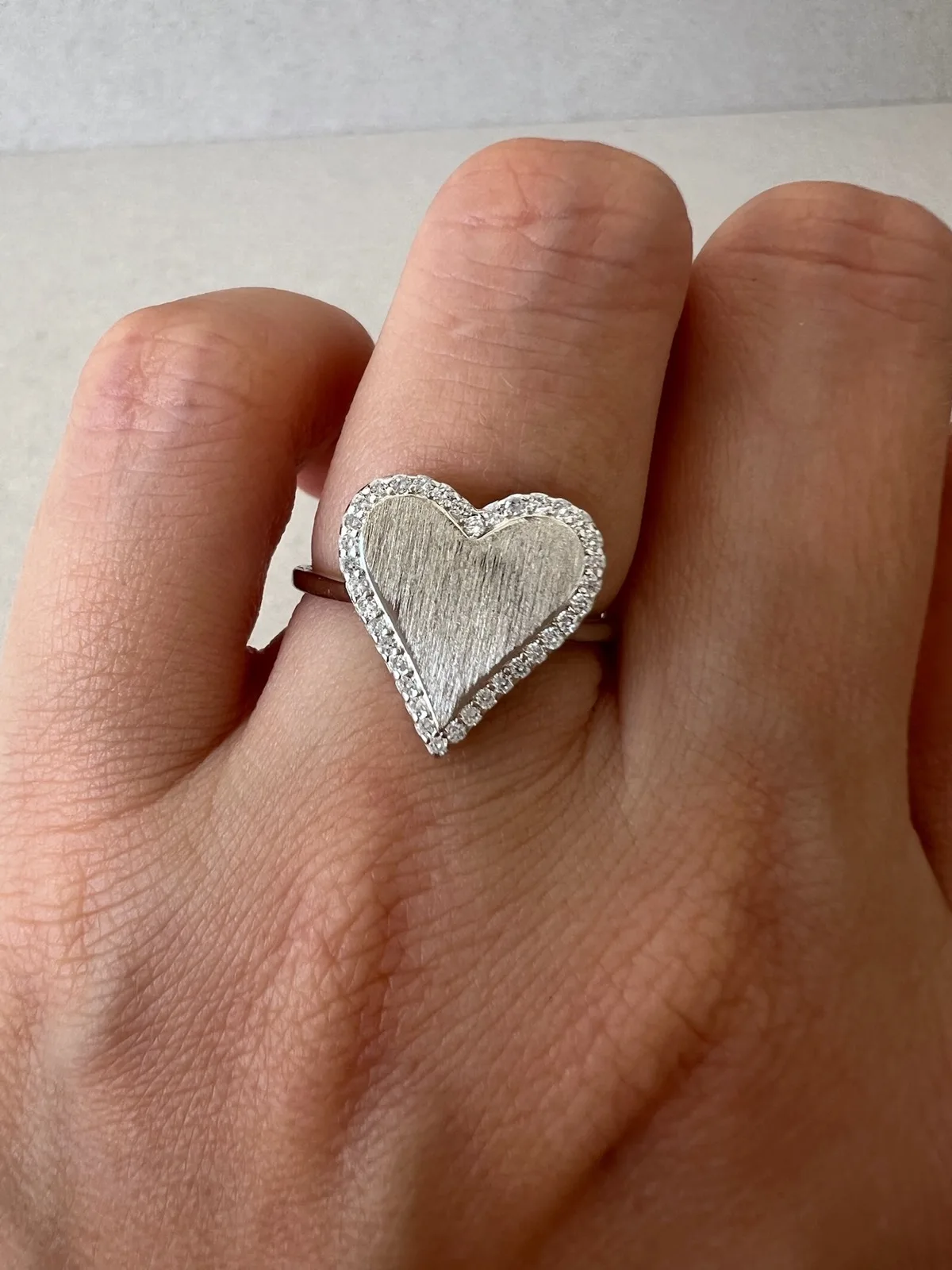 925 Sterling Silver Heart Pavé Halo Ring Clear Round CZ Size L 1/2 – photo 7