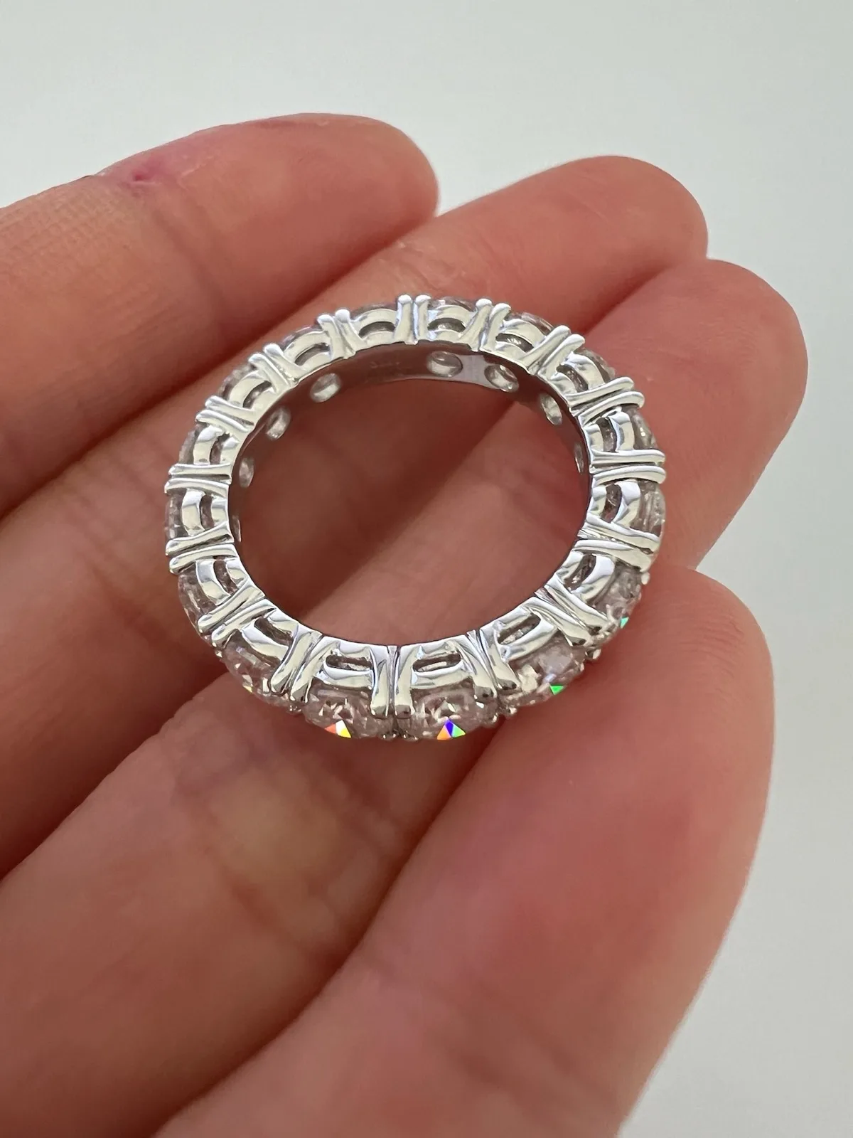 925 Sterling Silver Moissanite Eternity Band Ring 4mm Round Clear Size J 1/2 – photo 4