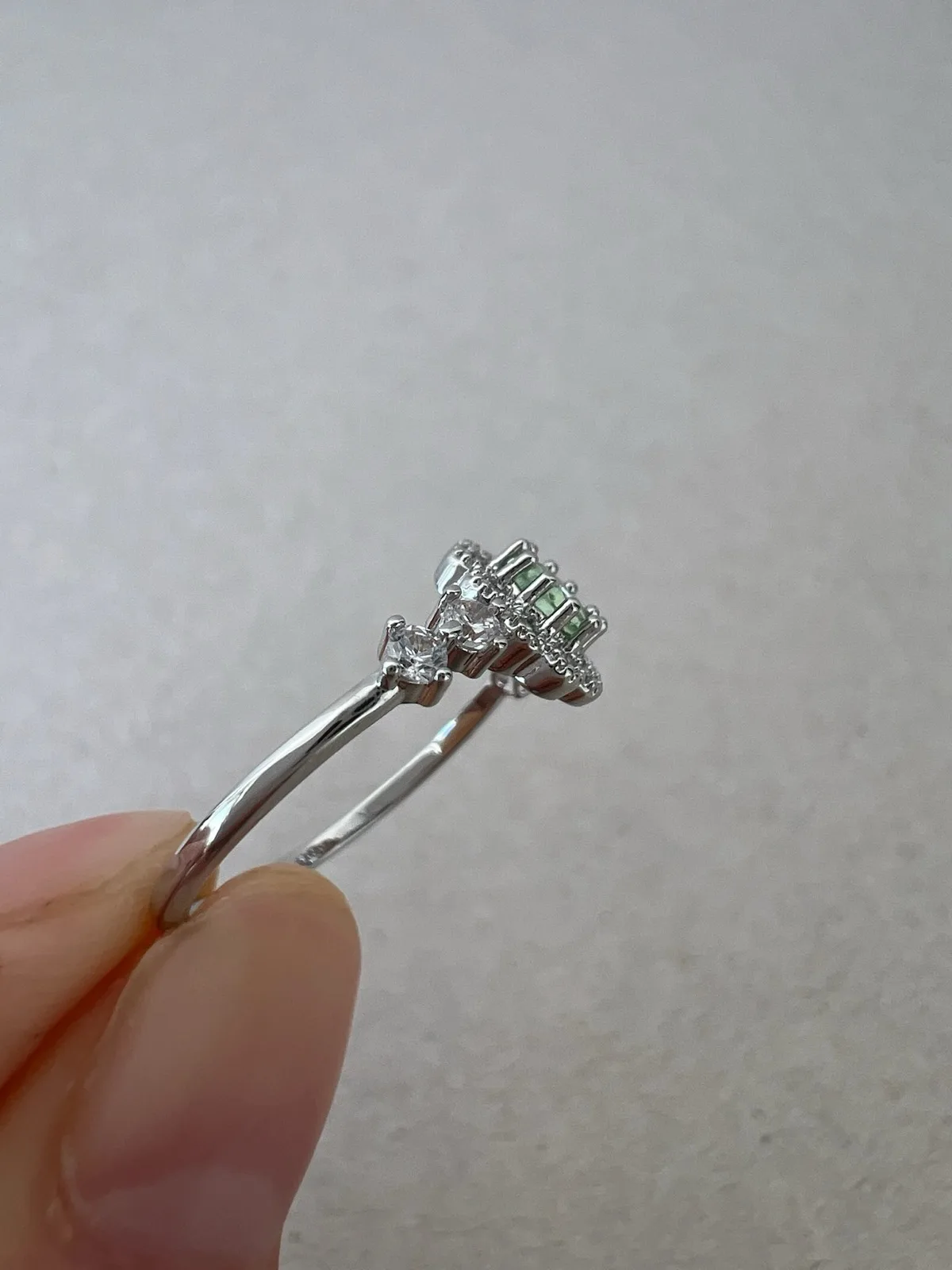 925 Sterling Silver Light Green Round CZ Halo Retro Floral Ring Size L1/2 – photo 4
