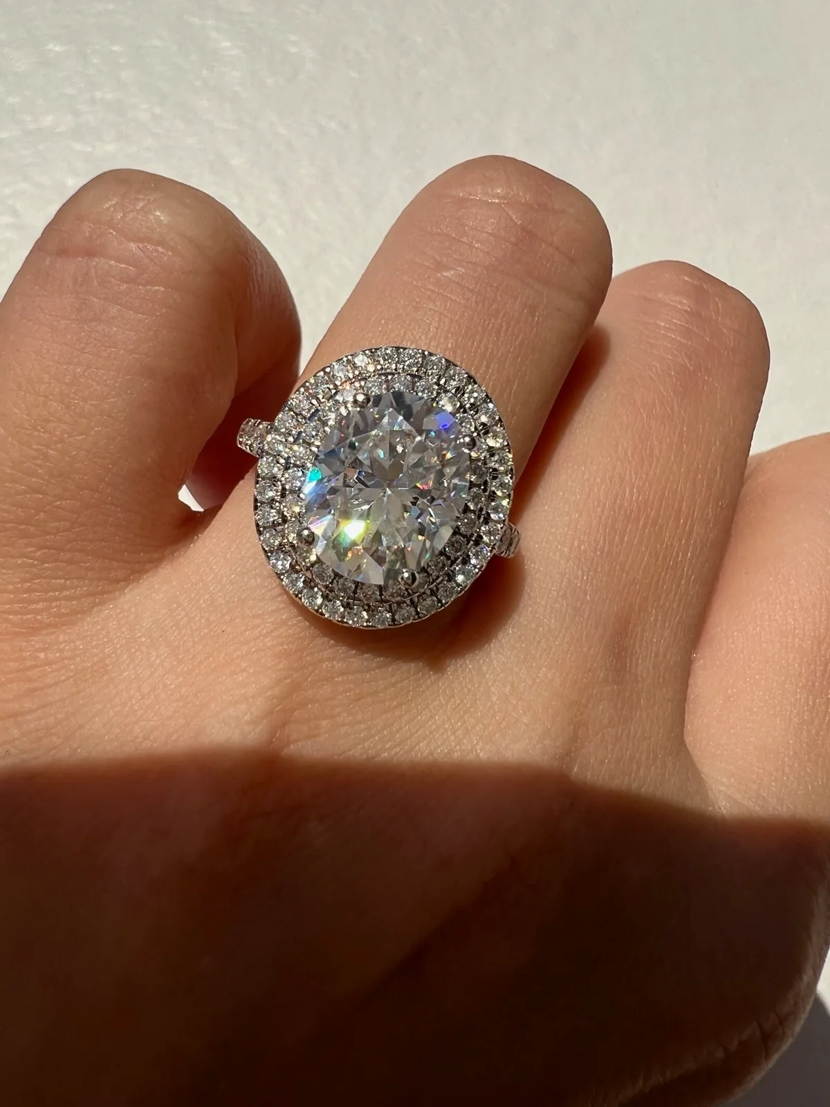 925 Sterling Silver Oval Moissanite Halo Wedding Engagement Vintage Style 3CT – photo 2