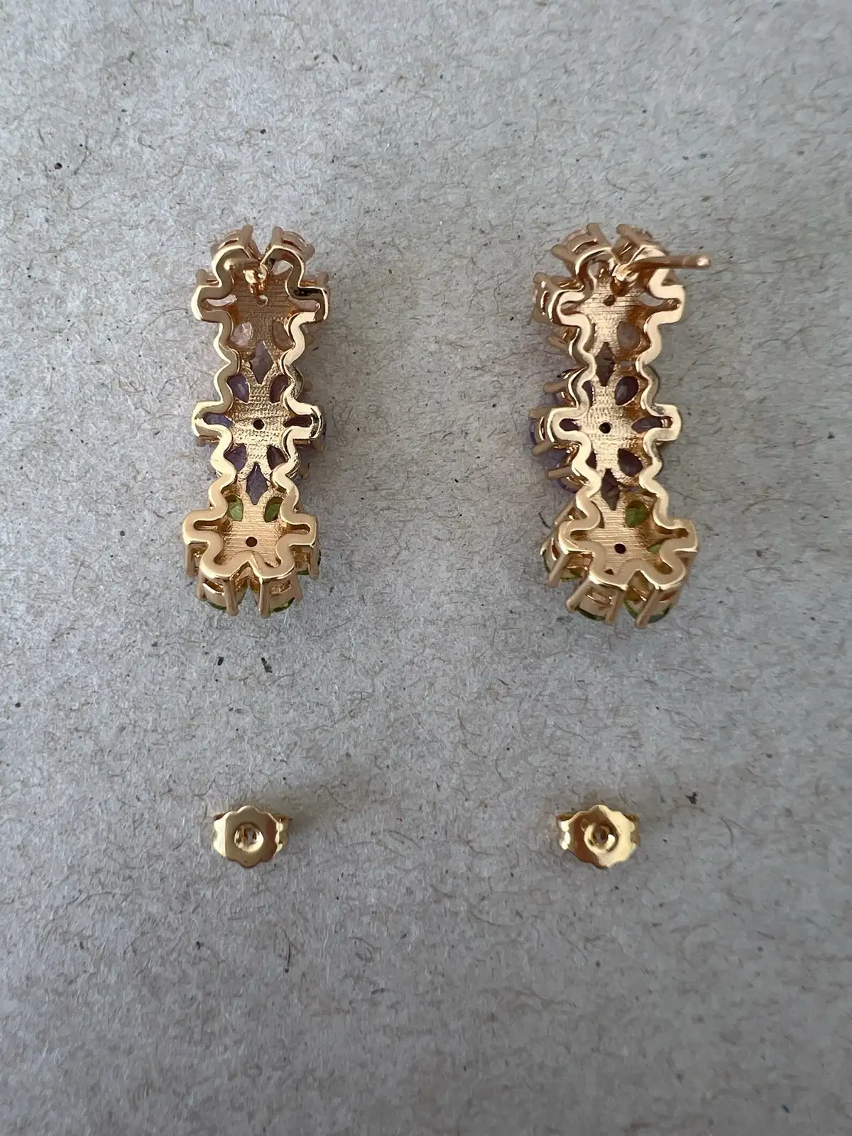Multicolour Floral Drop Earrings Sparkling CZ Gold Tone Statement Jewellery – photo 6