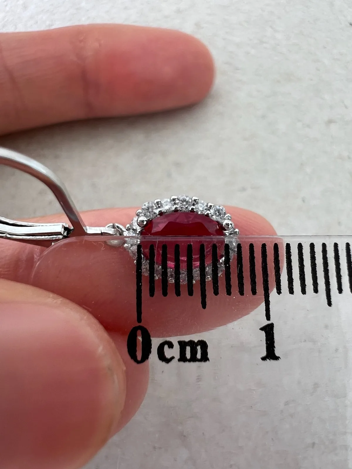 Ruby Red Oval Cut CZ Halo Drop Earrings Sterling Silver Vintage Classic Elegant – photo 8
