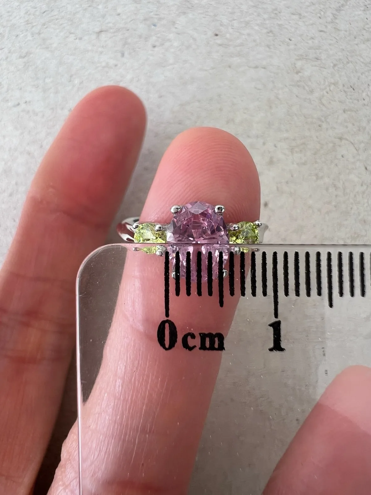 Pink & Green CZ Three Stone Ring Sterling Silver Twisted Band Pastel Summer Stat – photo 8