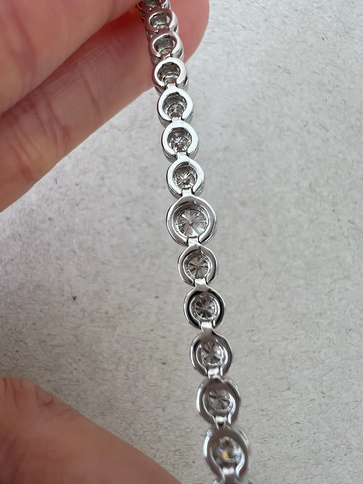 Moissanite Bubble Tennis Bracelet 925 Sterling Silver Bezel Set 3mm 4mm 16.5cm – photo 7