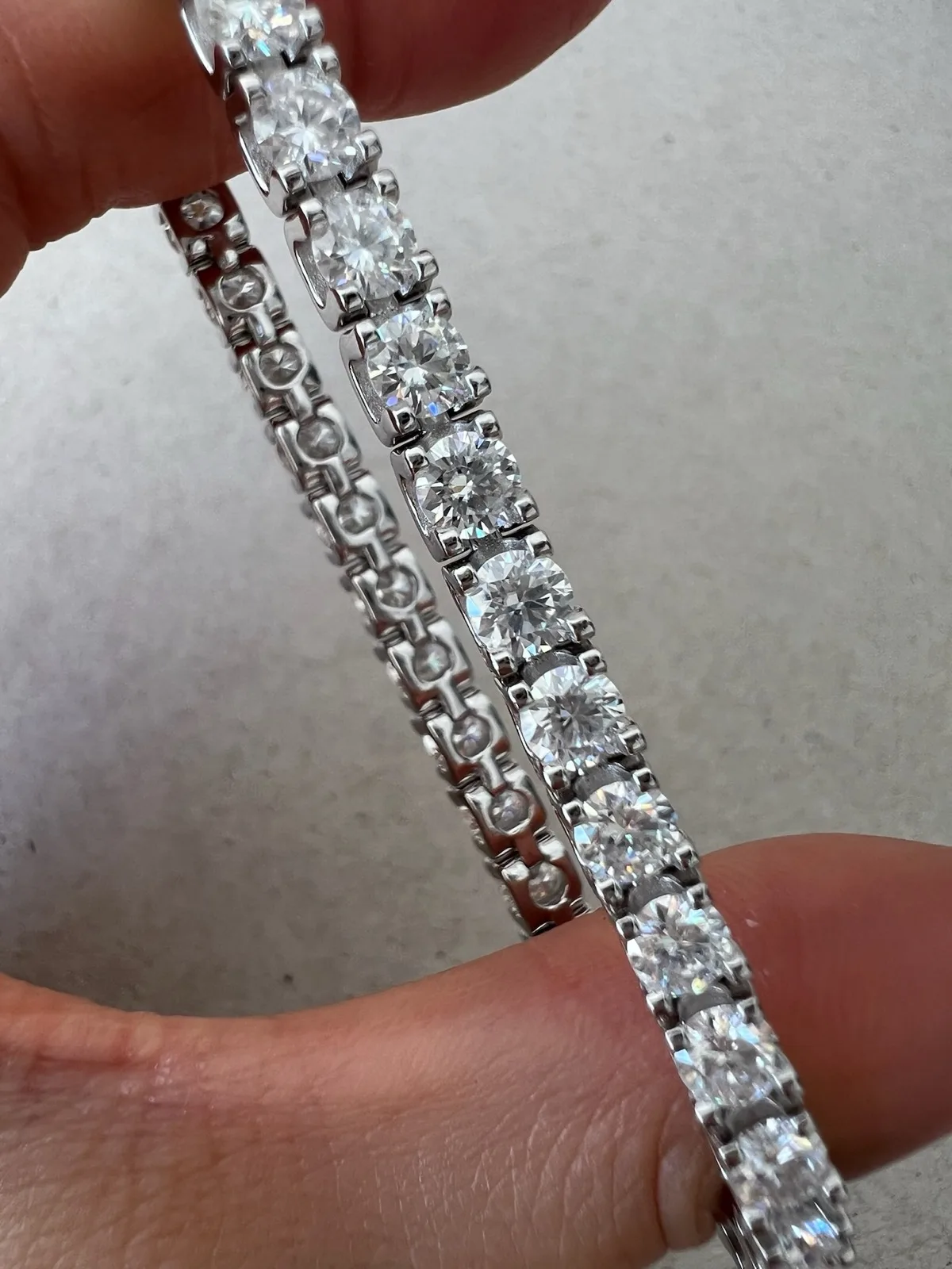 925 Sterling Silver Tennis Bracelet Round Moissanite 16.5cm – photo 4