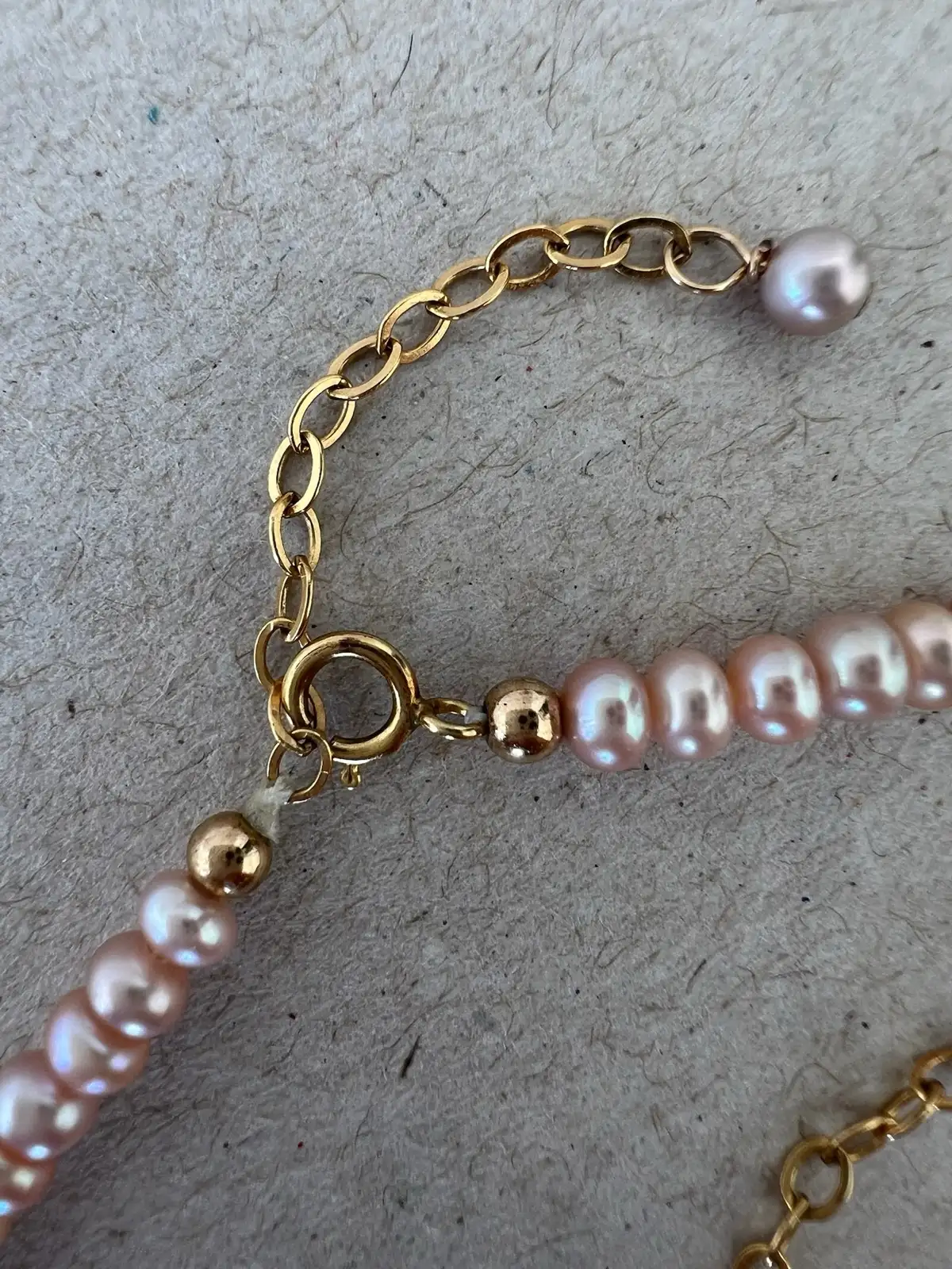 Vintage Blush Pink Freshwater Pearl Necklace & Bracelet Set 3.8mm – photo 8