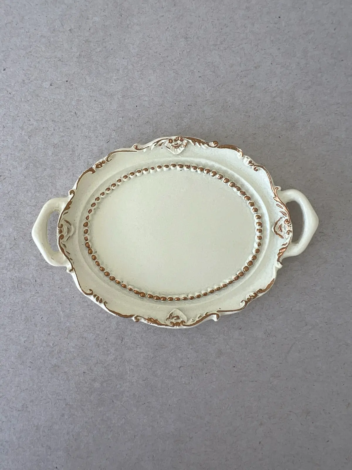 Mini Vintage Retro Style Oval Cream Colour Jewellery Coin Tray Trinket Dish – photo 2