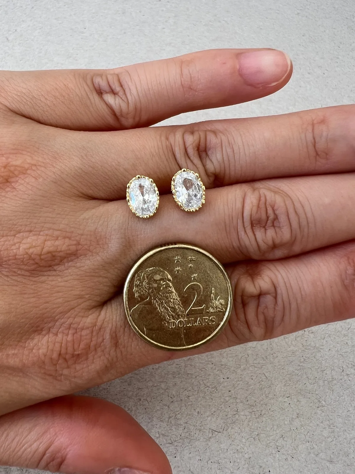 925 Yellow Gold Plated Sterling Silver Oval CZ Stud Earrings 1CT Each 2CT Total – photo 9