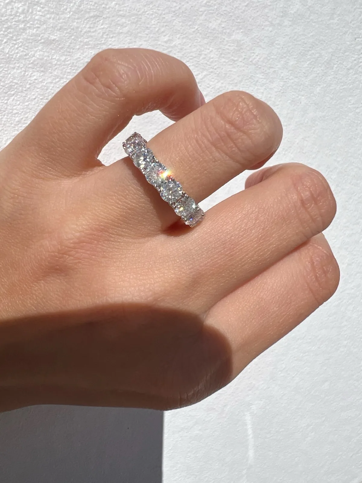 925 Sterling Silver Moissanite Eternity Band Ring 4mm Round Clear Size J 1/2 – photo 2