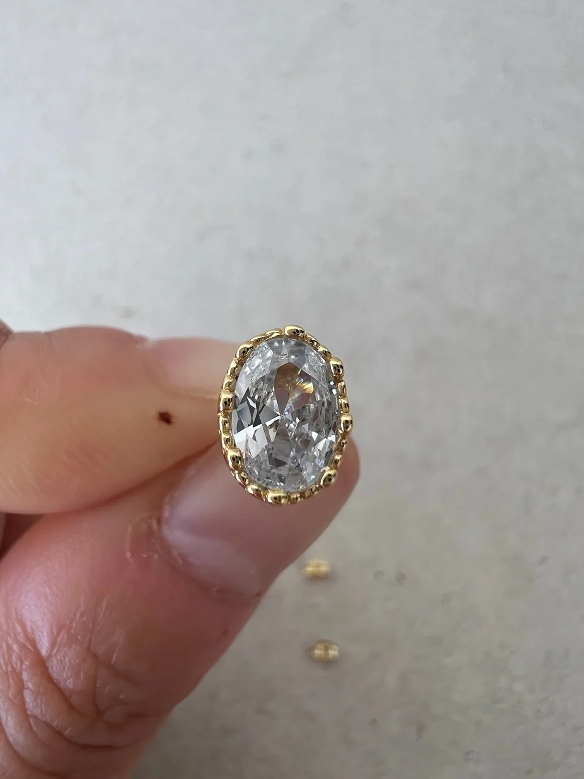 925 Yellow Gold Plated Sterling Silver Oval CZ Stud Earrings 1CT Each 2CT Total – photo 4