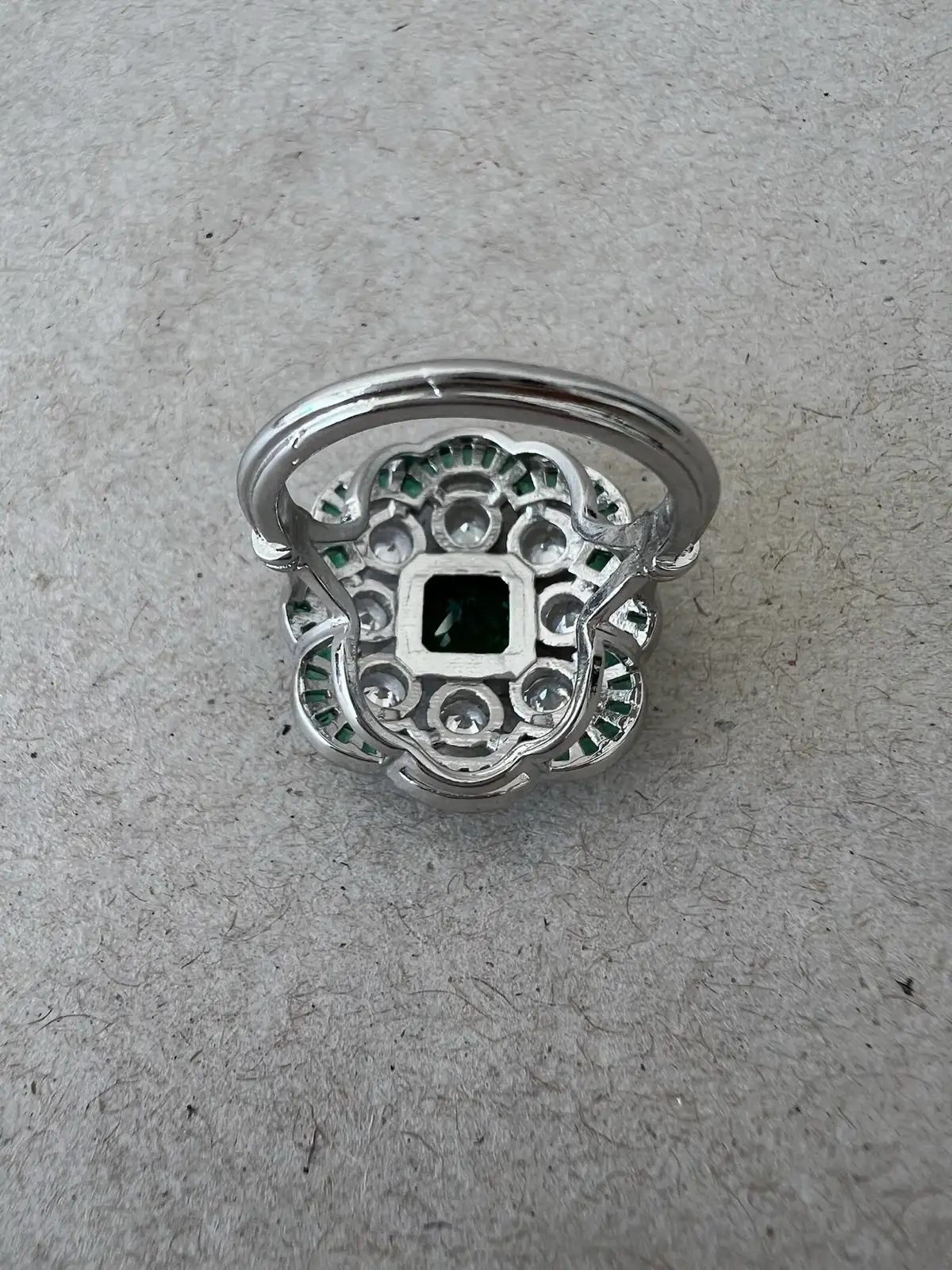 Vintage Art Deco Inspired Emerald Green Statement Cocktail Dress Ring Size Q – photo 6