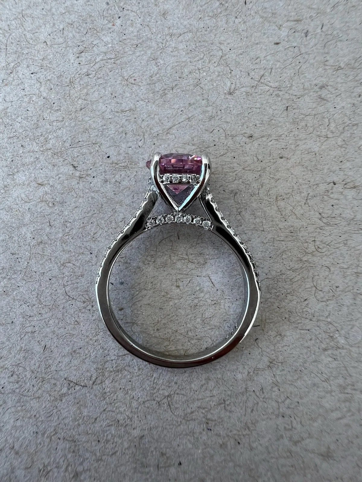 Pink Round Cubic Zirconia Solitaire Ring in Sterling Silver Size M — photo 3