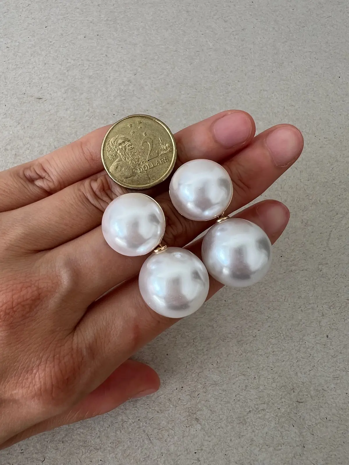 Elegant Double Faux Pearl Drop Earrings White Gold Tone Statement Earrings – photo 6