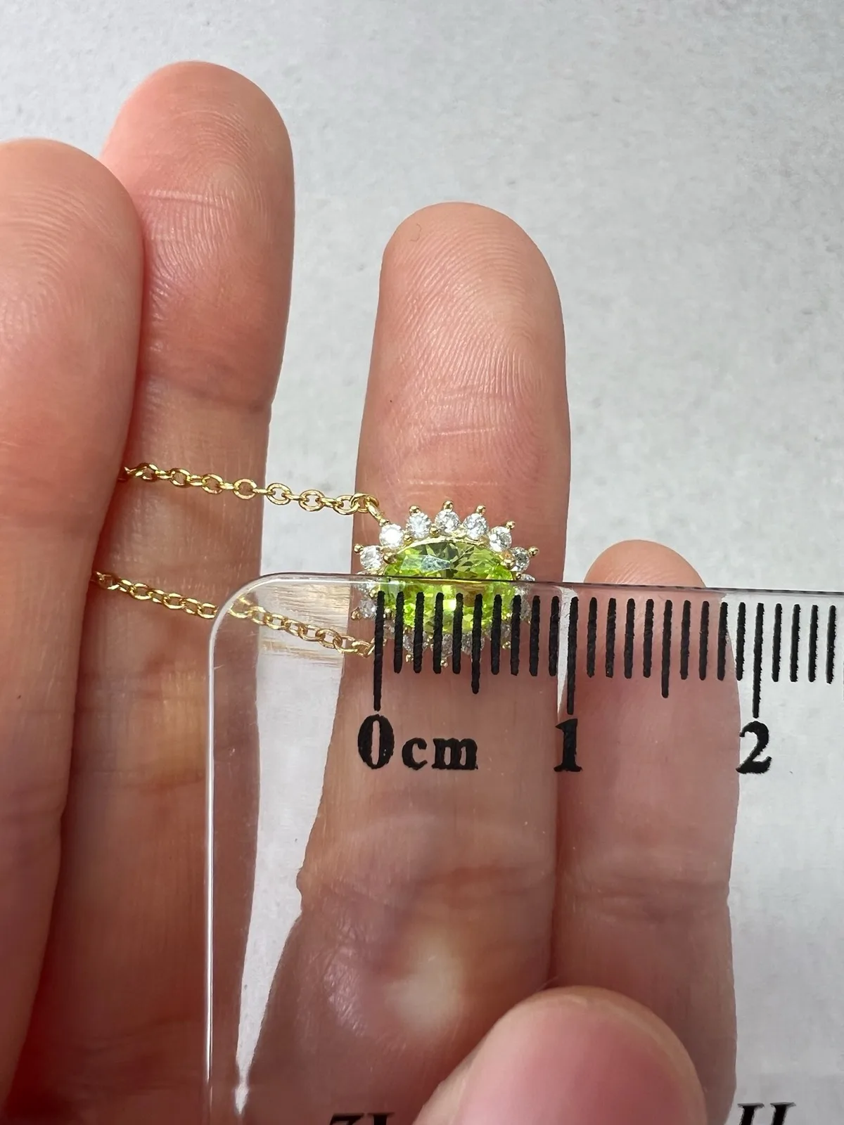 S925 Sterling Silver Vintage Oval Apple Green Halo Pendant Necklace — photo 6