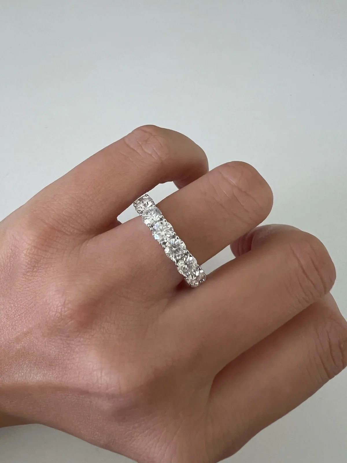 925 Sterling Silver Moissanite Eternity Band Ring 4mm Round Clear Size J 1/2 – photo 3