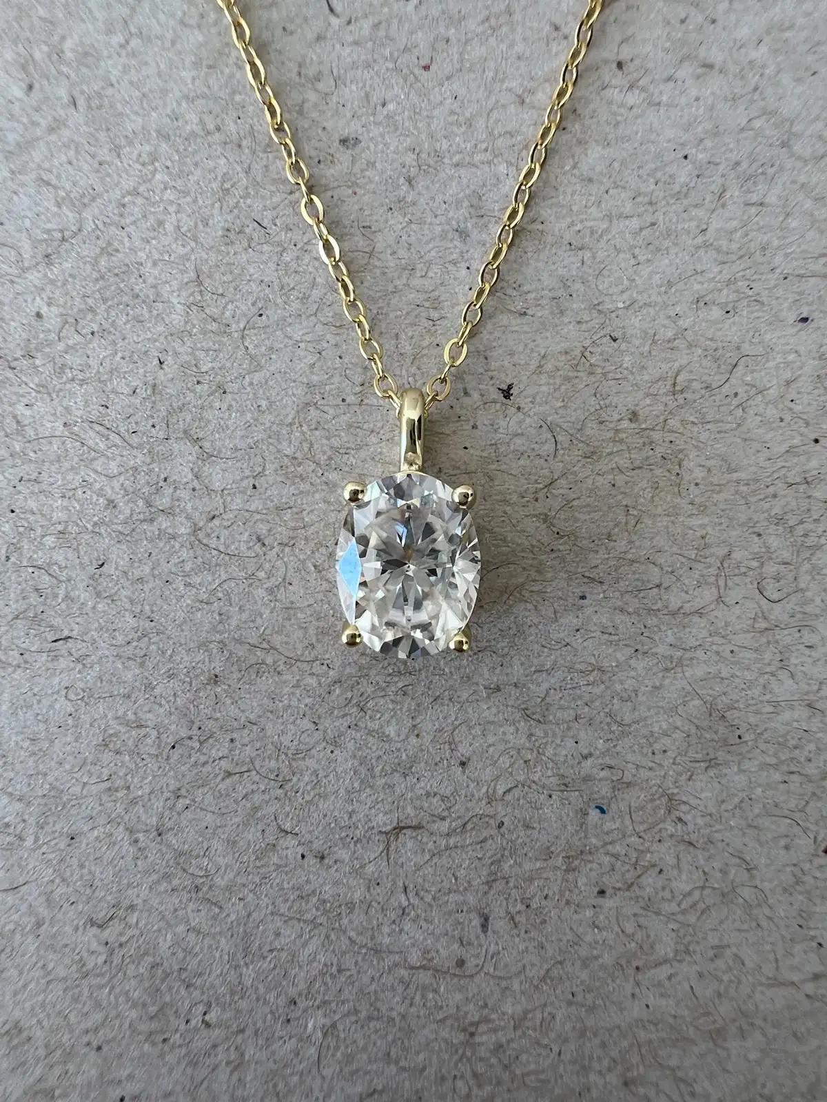 2CT Oval Moissanite Solitaire Pendant Necklace In Gold Plated Sterling Silver Pr – photo 3