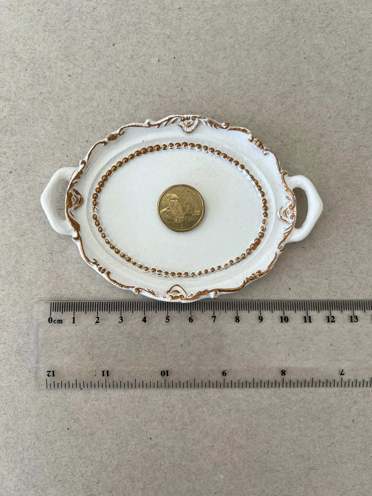 Mini Vintage Retro Style Oval White Jewelry Coin Tray Trinket Dish — photo 4