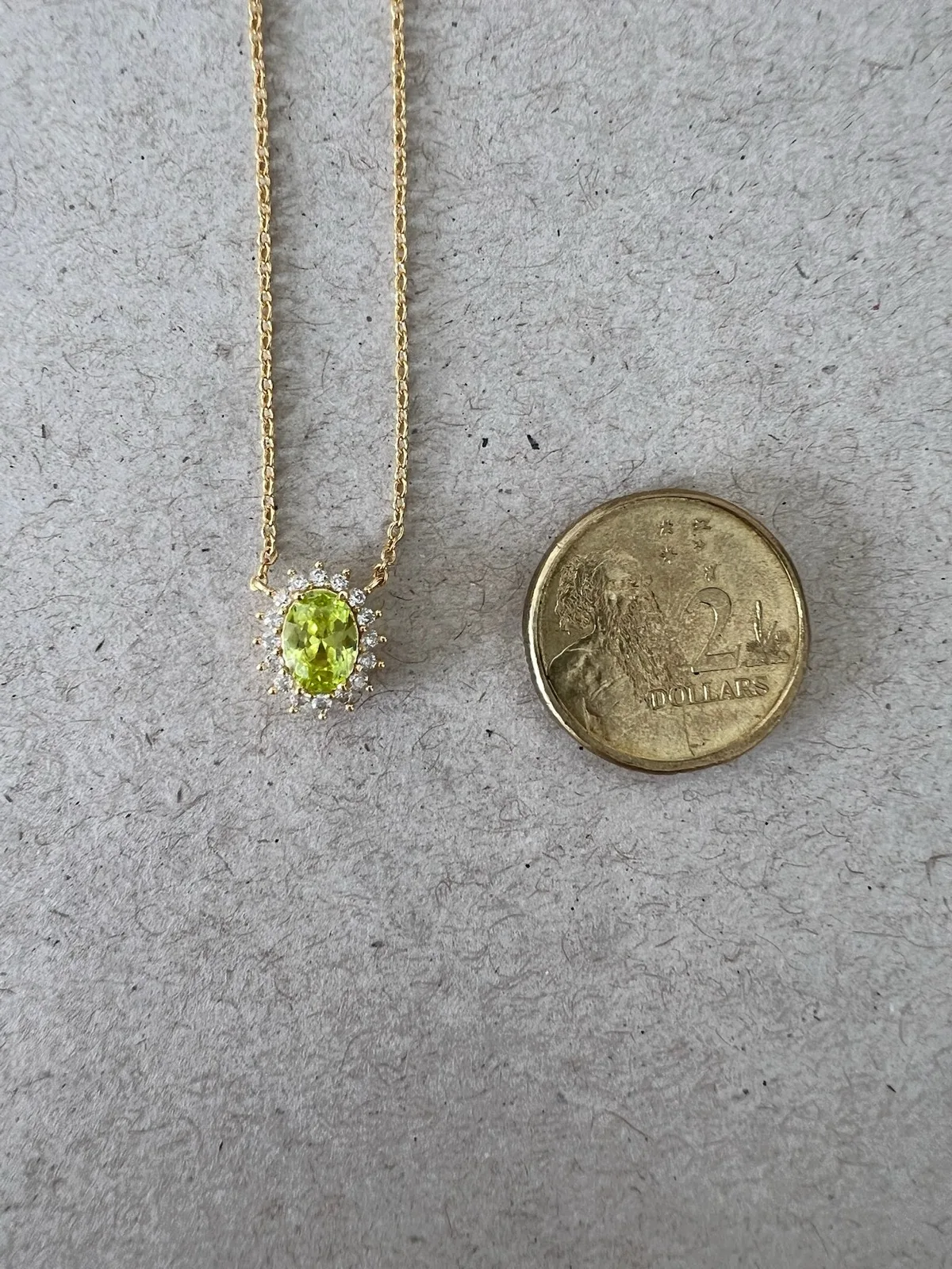 S925 Sterling Silver Vintage Oval Apple Green Halo Pendant Necklace — photo 8