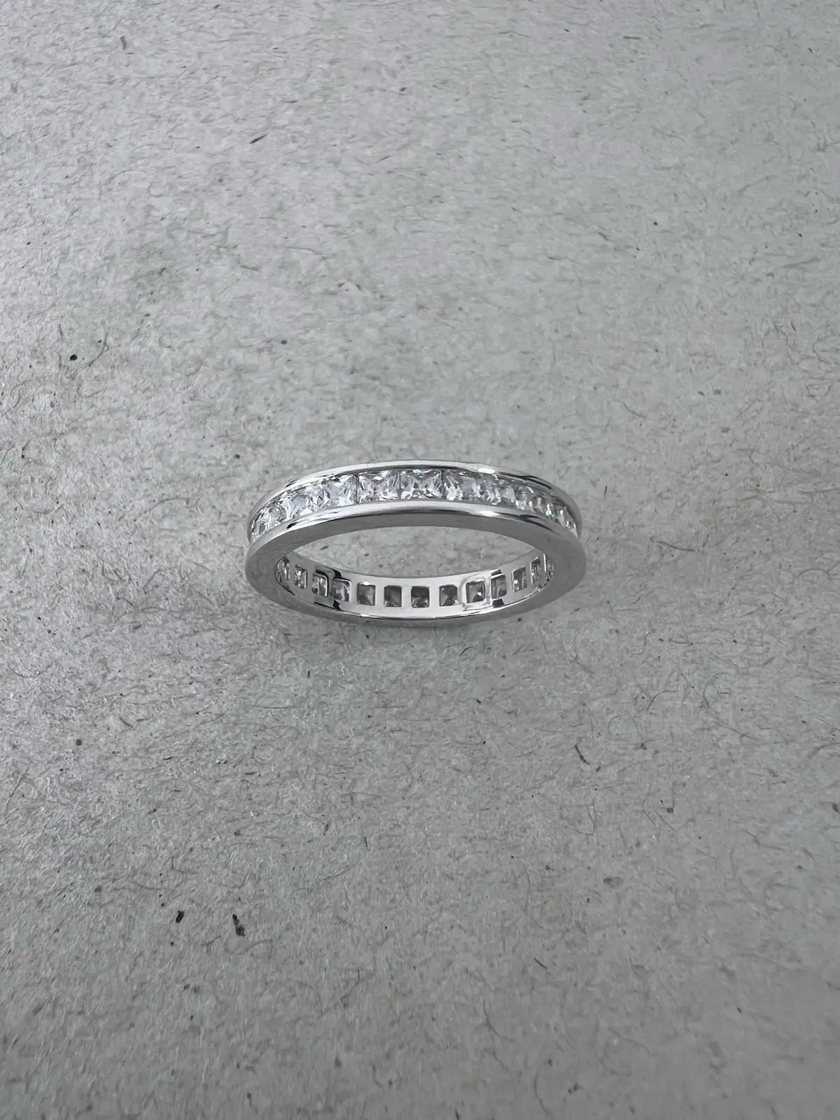 925 Sterling Silver Princess Cut CZ Full Eternity Ring Channel Set Wedding Band – photo 6