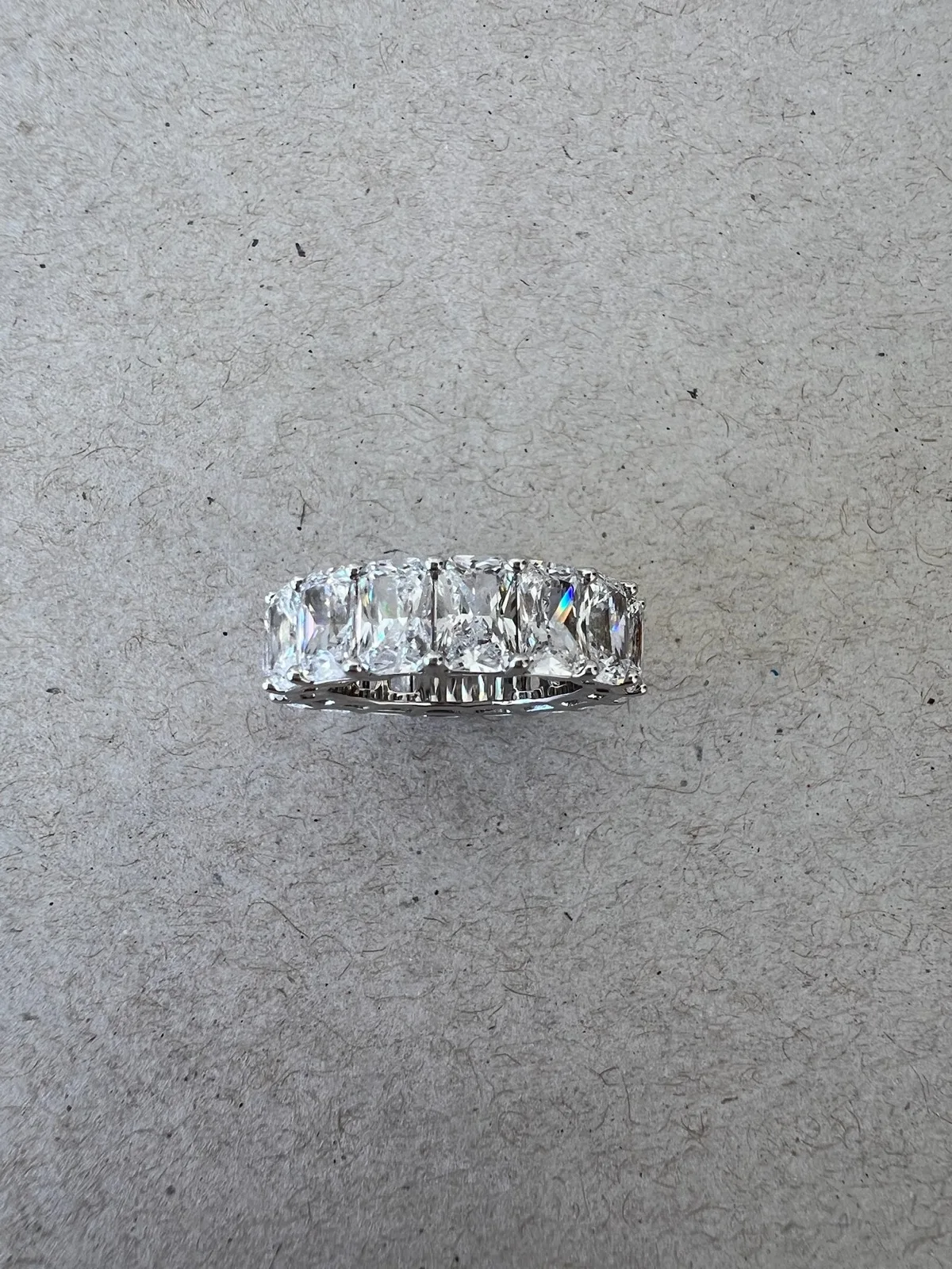 Radiant Cut Cubic Zirconia Full Eternity Ring Sterling Silver Anniversary Band — photo 3