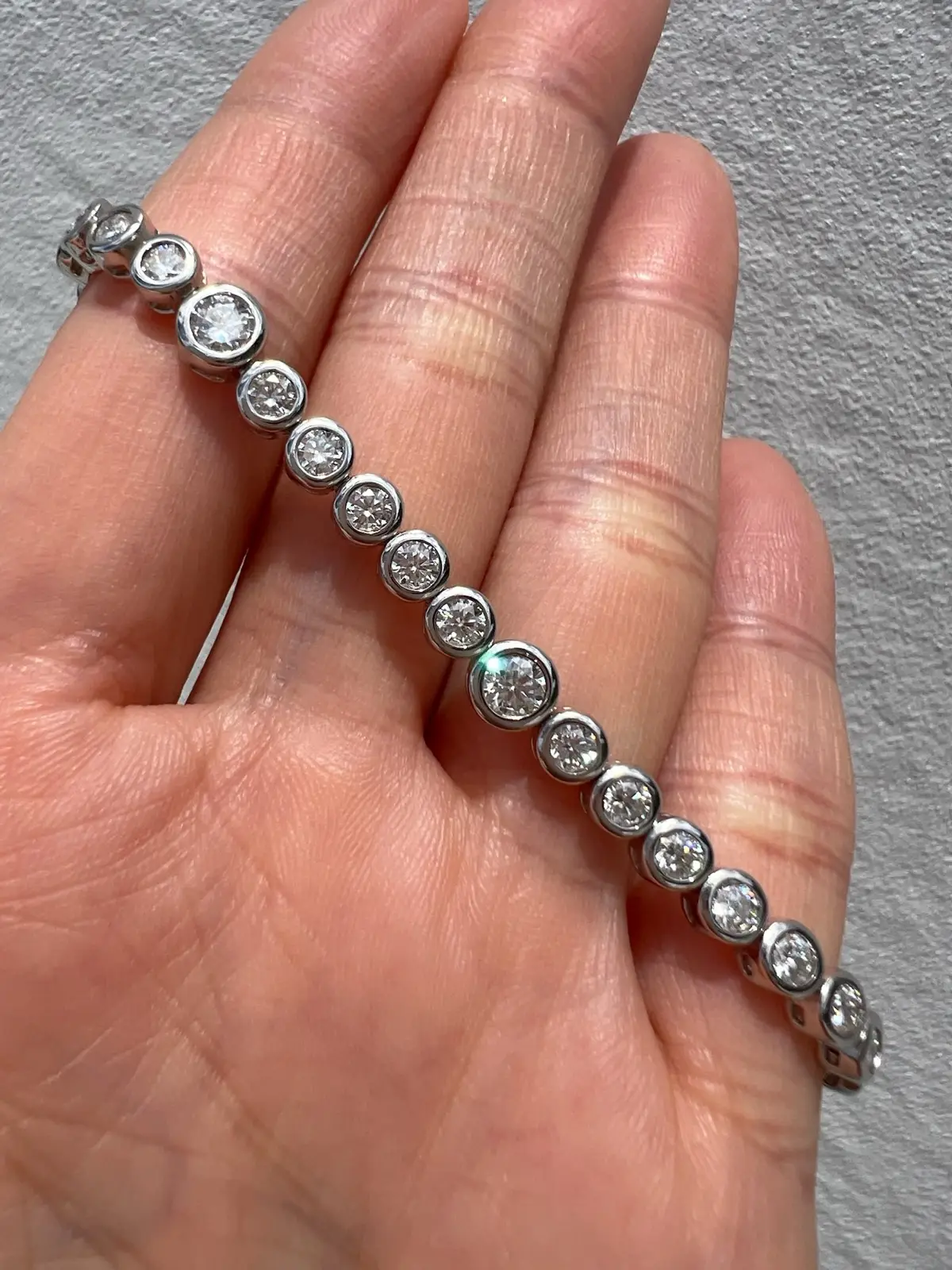 Moissanite Bubble Tennis Bracelet 925 Sterling Silver Bezel Set 3mm 4mm 16.5cm – photo 2