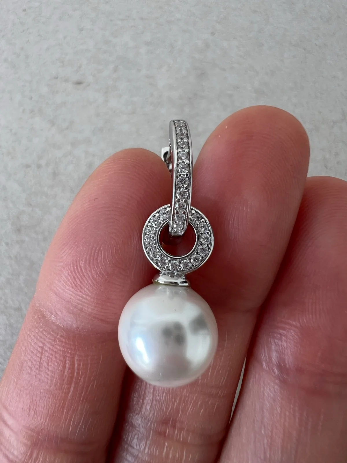 925 Sterling Silver Faux Pearl Drop Hoop Earrings CZ Reversible 4 in 1 Detachabl – photo 4