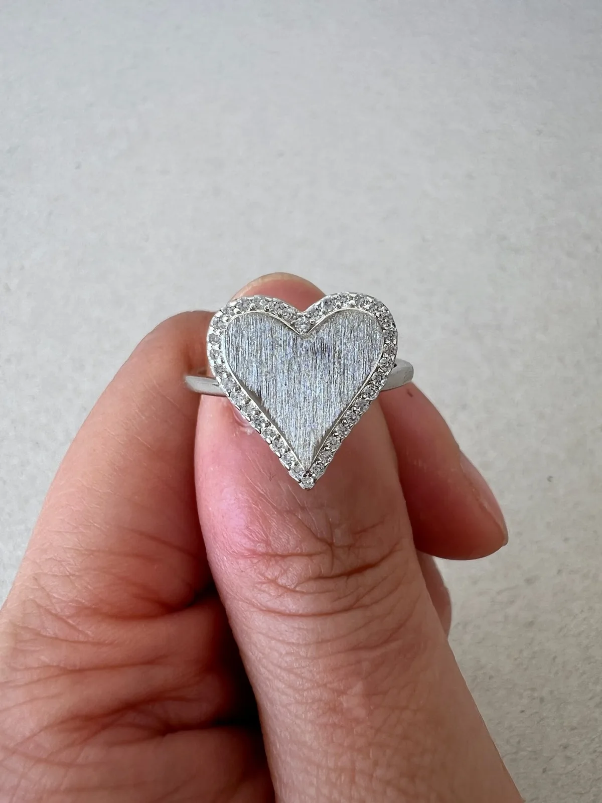 925 Sterling Silver Heart Pavé Halo Ring Clear Round CZ Size L 1/2 – photo 2
