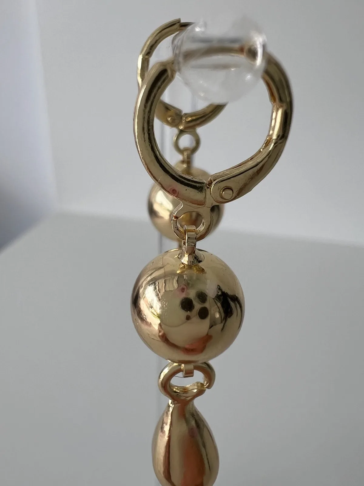 Gold Tone Ball & Teardrop Dangle Earrings Minimalist Vintage Chic Statement Jewe – photo 8