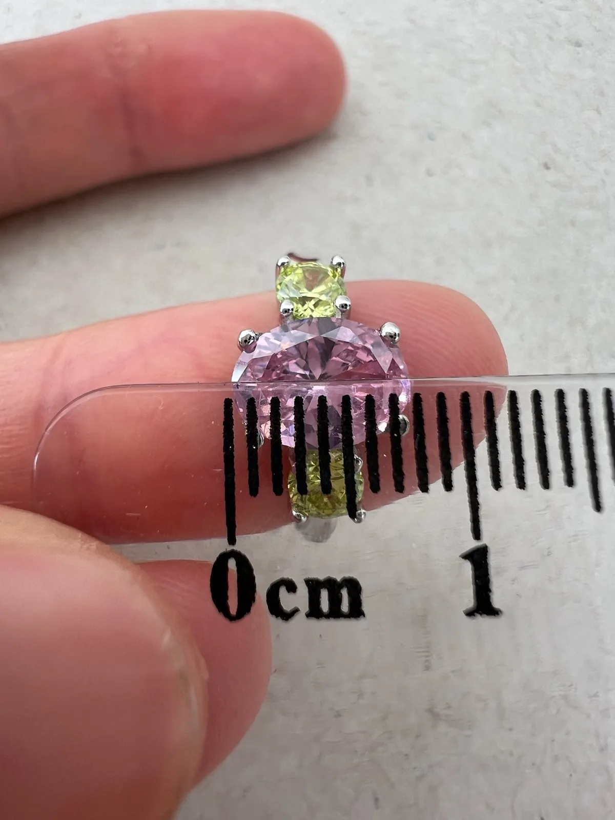 Pink & Green CZ Three Stone Ring Sterling Silver Twisted Band Pastel Summer Stat – photo 9