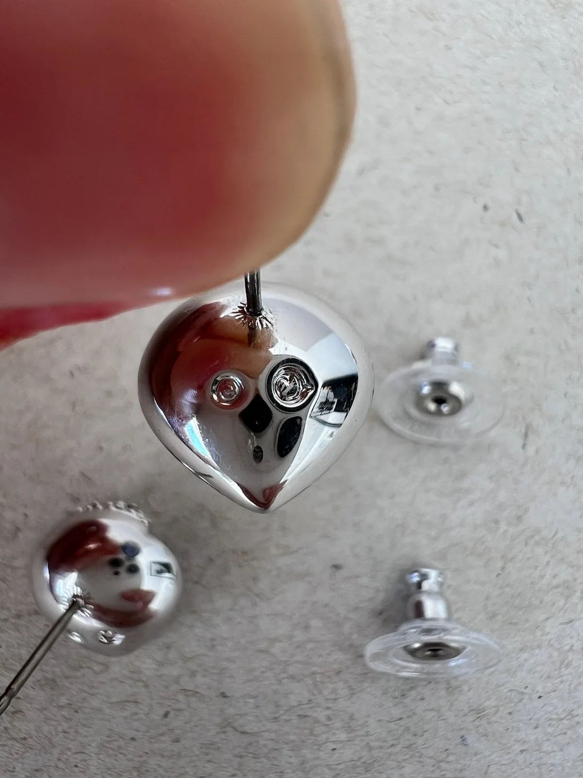 Vintage Swarovski Purple Crystal Heart Stud Earrings Silver Tone Statement Jewel – photo 4