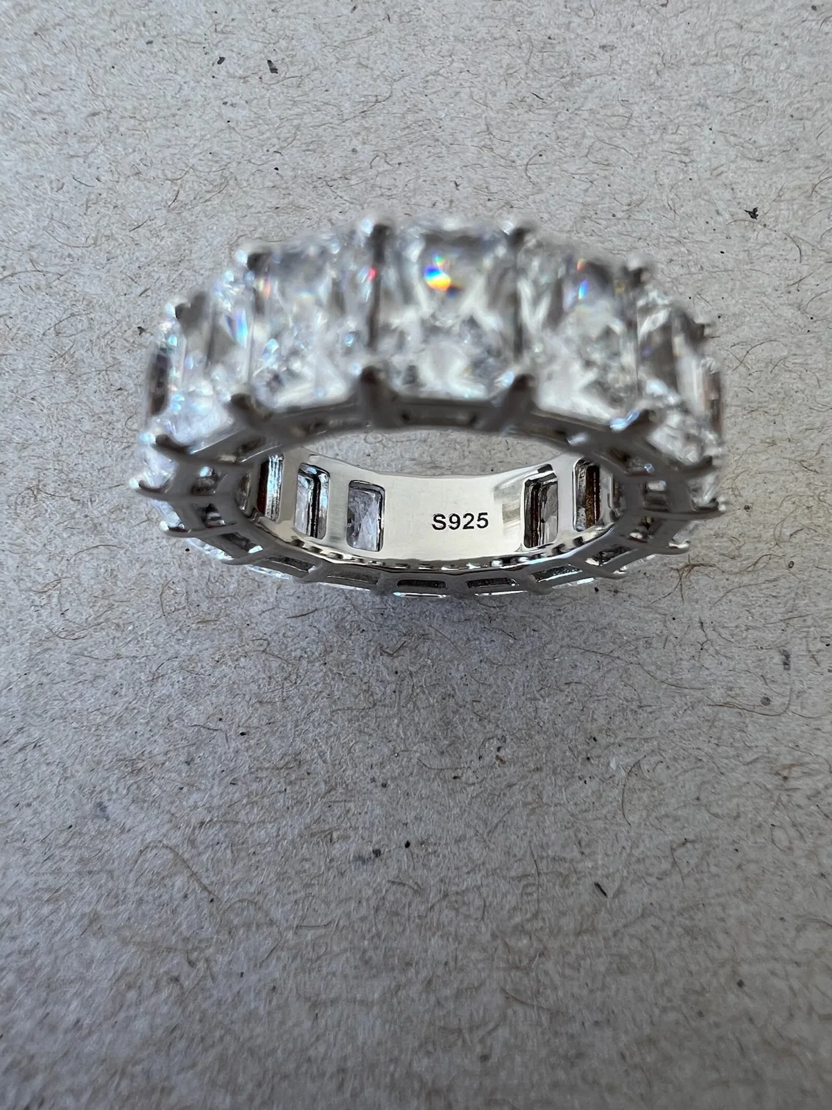Radiant Cut Cubic Zirconia Full Eternity Ring Sterling Silver Anniversary Band — photo 4